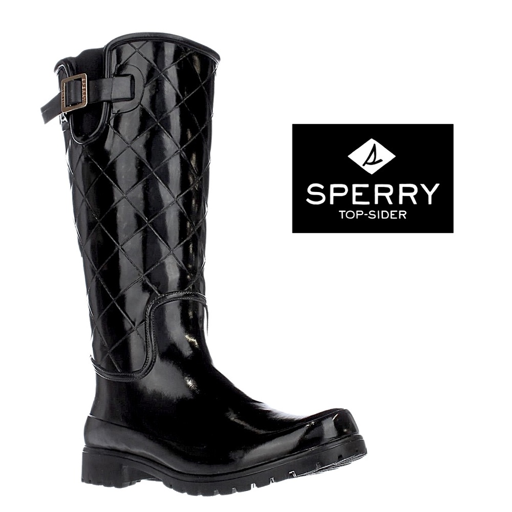 Women’s Sperry Top-Sider Pelican II Black Quilted Rainboots